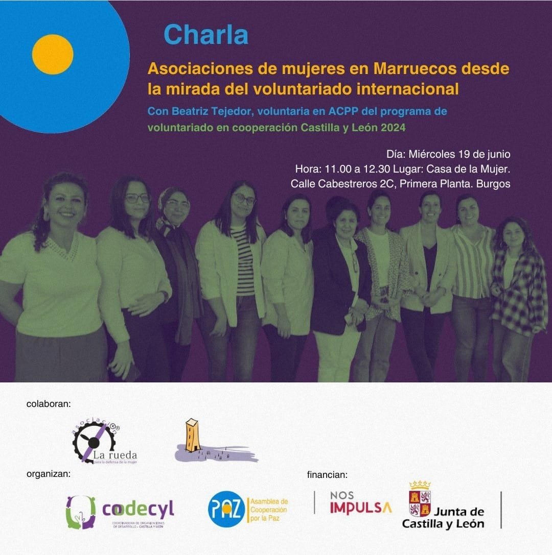 Beatriz Tejedor, voluntaria de la ACPP, hará un recorrido sobre asociaciones de mujeres que prestan servicios en el Marruecos